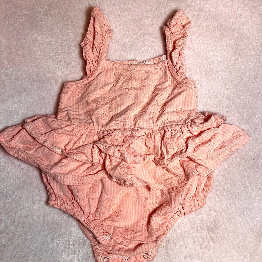 Peach Ruffled Baby Romper